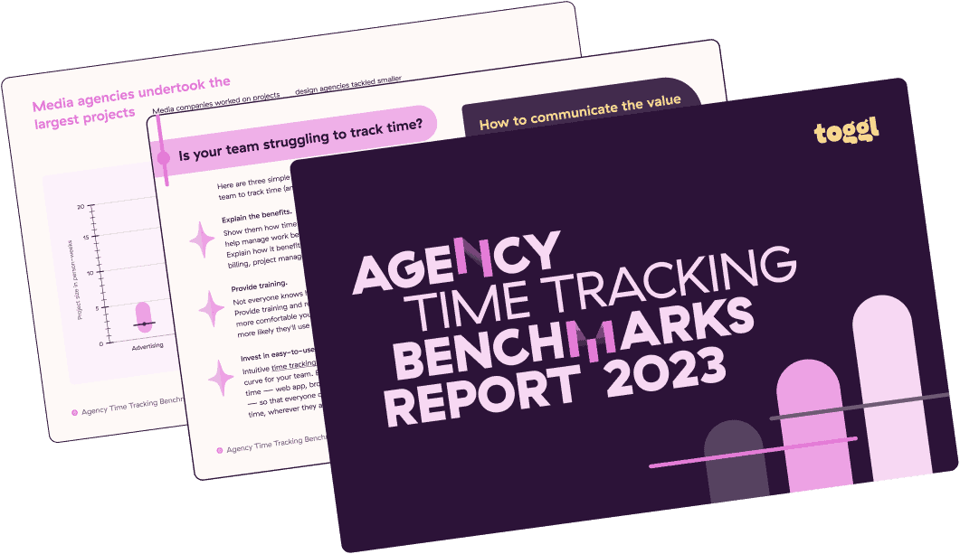 Sample pages of the "Agency Time Tracking Benchmarks Report 2023"