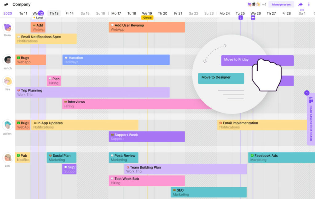 Reassign or Reschedule tasks from Toggl Plan's Team Timeline