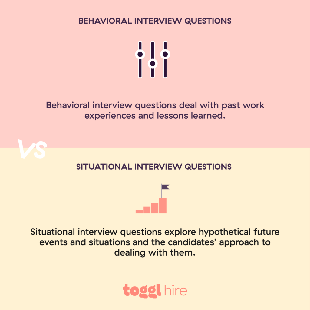 The difference between behavioral and situational interview questions. 