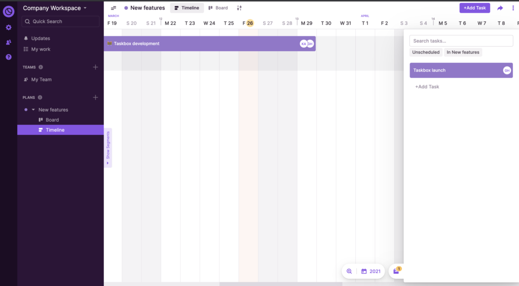 Maintain a work backlog using Toggl Plan's task box.